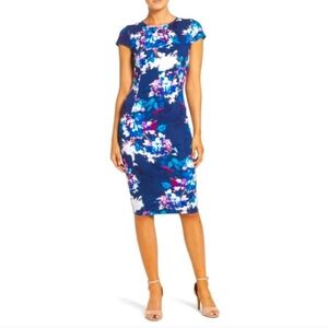 Felicity And Coco Midi Cap Sleeve Floral scuba dress Sz M